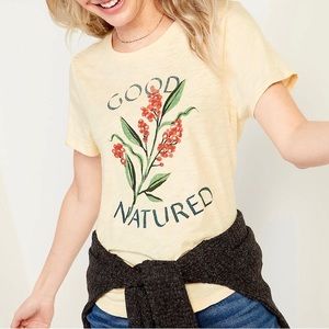 Old Navy EveryWear Graphic Slub-Knit Tee for Women Floral Yellow Red Comfy Small